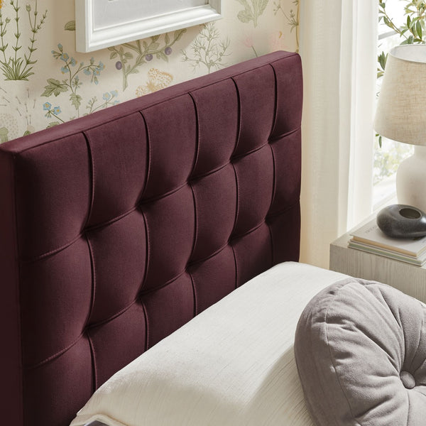 Modway Furniture Lily Modway Biscuit Tufted Performance Velvet Upholstered Headboard for Teen Bedrooms Mulberry MOD-7289-MUL