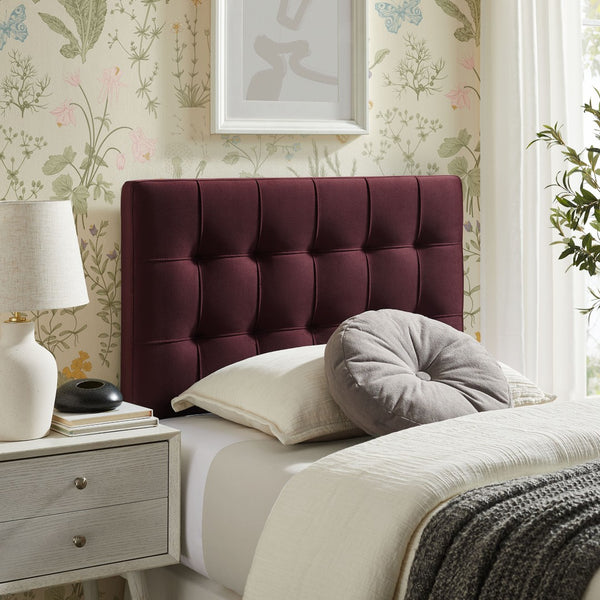 Modway Furniture Lily Modway Biscuit Tufted Performance Velvet Upholstered Headboard for Teen Bedrooms Mulberry MOD-7289-MUL