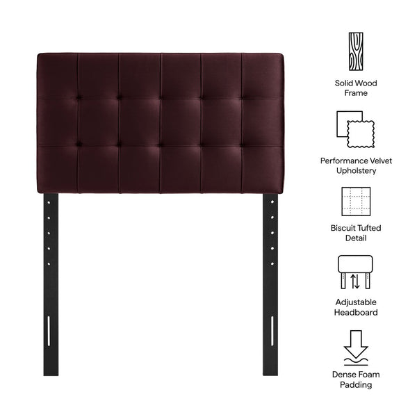 Modway Furniture Lily Modway Biscuit Tufted Performance Velvet Upholstered Headboard for Teen Bedrooms Mulberry MOD-7289-MUL