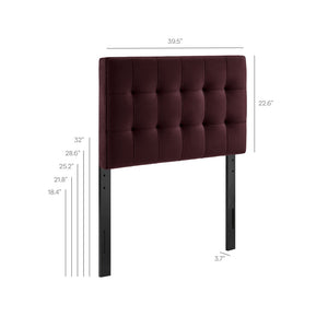 Modway Furniture Lily Modway Biscuit Tufted Performance Velvet Upholstered Headboard for Teen Bedrooms Mulberry MOD-7289-MUL