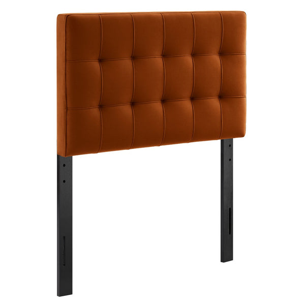 Modway Furniture Lily Modway Biscuit Tufted Performance Velvet Upholstered Headboard for Teen Bedrooms Rust MOD-7289-RUS