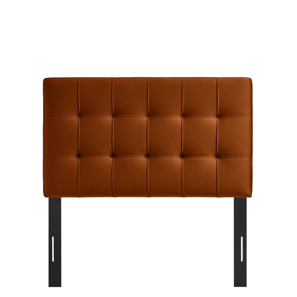 Modway Furniture Lily Modway Biscuit Tufted Performance Velvet Upholstered Headboard for Teen Bedrooms Rust MOD-7289-RUS