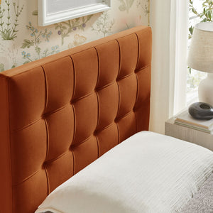 Modway Furniture Lily Modway Biscuit Tufted Performance Velvet Upholstered Headboard for Teen Bedrooms Rust MOD-7289-RUS