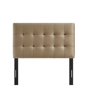 Modway Furniture Lily Modway Biscuit Tufted Performance Velvet Upholstered Headboard for Teen Bedrooms Taupe MOD-7289-TAU