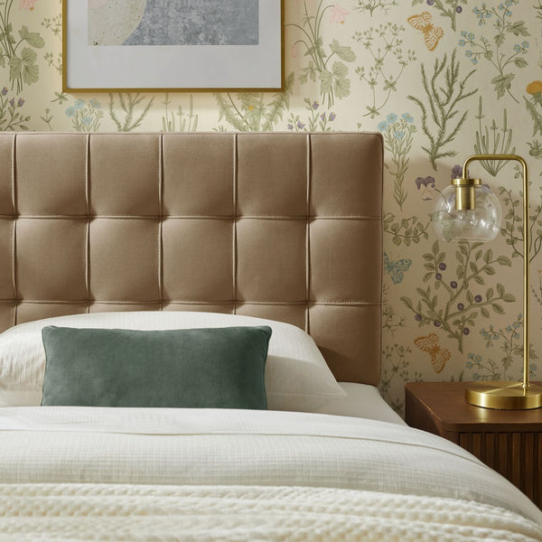 Modway Furniture Lily Modway Biscuit Tufted Performance Velvet Upholstered Headboard for Teen Bedrooms Taupe MOD-7289-TAU