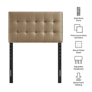 Modway Furniture Lily Modway Biscuit Tufted Performance Velvet Upholstered Headboard for Teen Bedrooms Taupe MOD-7289-TAU