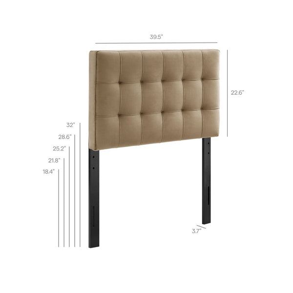 Modway Furniture Lily Modway Biscuit Tufted Performance Velvet Upholstered Headboard for Teen Bedrooms Taupe MOD-7289-TAU