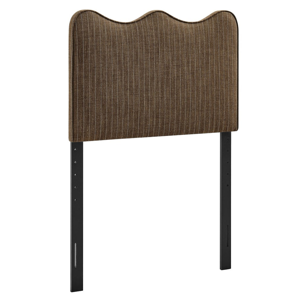 Modway Furniture Athena Scalloped Wave Upholstered Twin Headboard Foam Padded Linen Fabric Bedroom Earth Stripe MOD-7290-ETS