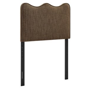 Modway Furniture Athena Scalloped Wave Upholstered Twin Headboard Foam Padded Linen Fabric Bedroom Earth Stripe MOD-7290-ETS