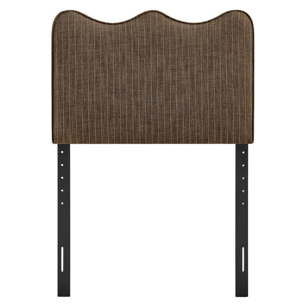 Modway Furniture Athena Scalloped Wave Upholstered Twin Headboard Foam Padded Linen Fabric Bedroom Earth Stripe MOD-7290-ETS
