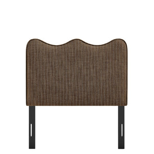 Modway Furniture Athena Scalloped Wave Upholstered Twin Headboard Foam Padded Linen Fabric Bedroom Earth Stripe MOD-7290-ETS