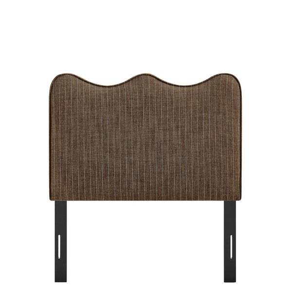 Modway Furniture Athena Scalloped Wave Upholstered Twin Headboard Foam Padded Linen Fabric Bedroom Earth Stripe MOD-7290-ETS