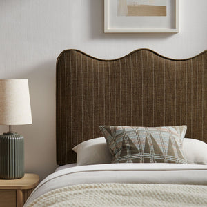 Modway Furniture Athena Scalloped Wave Upholstered Twin Headboard Foam Padded Linen Fabric Bedroom Earth Stripe MOD-7290-ETS