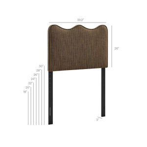 Modway Furniture Athena Scalloped Wave Upholstered Twin Headboard Foam Padded Linen Fabric Bedroom Earth Stripe MOD-7290-ETS