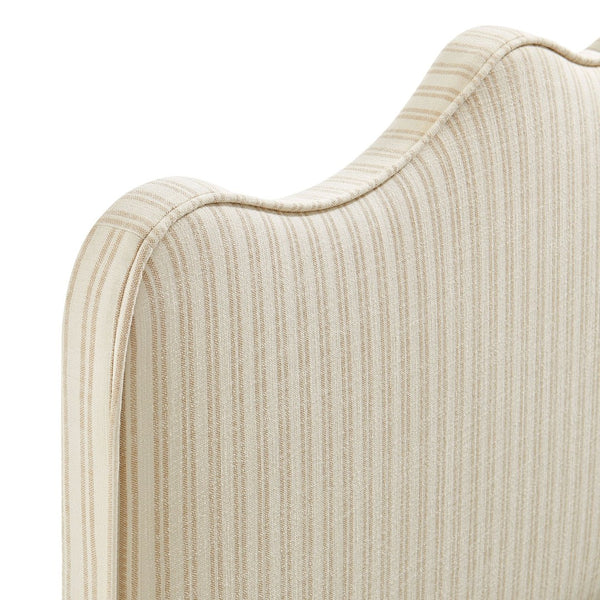 Modway Furniture Athena Scalloped Wave Upholstered Twin Headboard Foam Padded Linen Fabric Bedroom Oatmeal Stripe MOD-7290-OAS