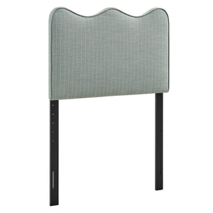 Modway Furniture Athena Scalloped Wave Upholstered Twin Headboard Foam Padded Linen Fabric Bedroom Spa Blue Stripe MOD-7290-SPA