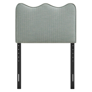 Modway Furniture Athena Scalloped Wave Upholstered Twin Headboard Foam Padded Linen Fabric Bedroom Spa Blue Stripe MOD-7290-SPA