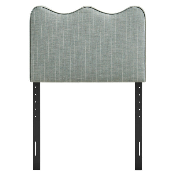 Modway Furniture Athena Scalloped Wave Upholstered Twin Headboard Foam Padded Linen Fabric Bedroom Spa Blue Stripe MOD-7290-SPA