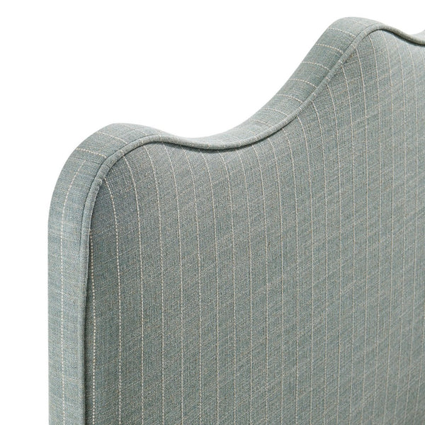 Modway Furniture Athena Scalloped Wave Upholstered Twin Headboard Foam Padded Linen Fabric Bedroom Spa Blue Stripe MOD-7290-SPA