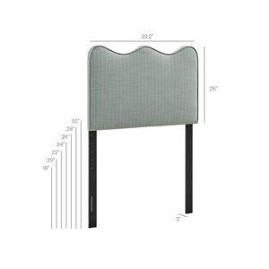 Modway Furniture Athena Scalloped Wave Upholstered Twin Headboard Foam Padded Linen Fabric Bedroom Spa Blue Stripe MOD-7290-SPA