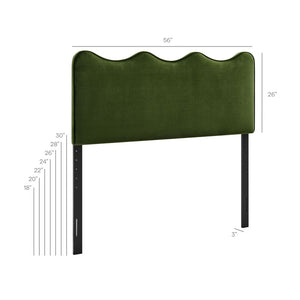 Modway Furniture Athena Scalloped Wave Velvet Full Headboard with Foam Padding for Bedroom Decor Moss Green MOD-7291-MOG