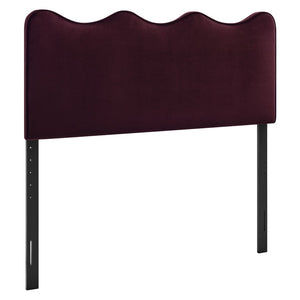Modway Furniture Athena Scalloped Wave Velvet Full Headboard with Foam Padding for Bedroom Decor Mulberry MOD-7291-MUL
