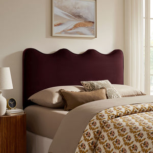 Modway Furniture Athena Scalloped Wave Velvet Full Headboard with Foam Padding for Bedroom Decor Mulberry MOD-7291-MUL
