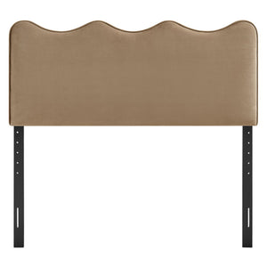 Modway Furniture Athena Scalloped Wave Velvet Full Headboard with Foam Padding for Bedroom Decor Taupe MOD-7291-TAU