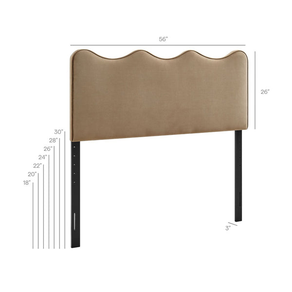 Modway Furniture Athena Scalloped Wave Velvet Full Headboard with Foam Padding for Bedroom Decor Taupe MOD-7291-TAU