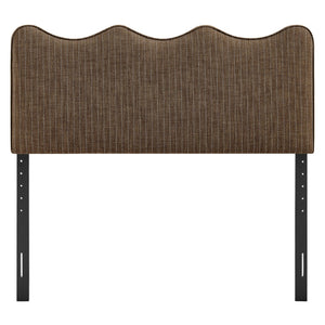 Modway Furniture Athena Scalloped Wave Linen Upholstered Full Headboard with Foam Padding for Bedroom Earth Stripe MOD-7292-ETS