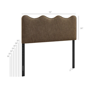 Modway Furniture Athena Scalloped Wave Linen Upholstered Full Headboard with Foam Padding for Bedroom Earth Stripe MOD-7292-ETS