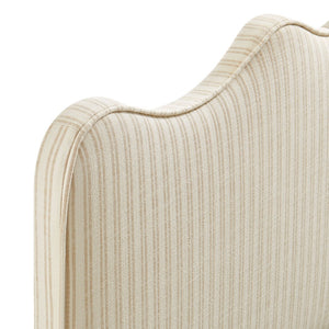 Modway Furniture Athena Scalloped Wave Linen Upholstered Full Headboard with Foam Padding for Bedroom Oatmeal Stripe MOD-7292-OAS