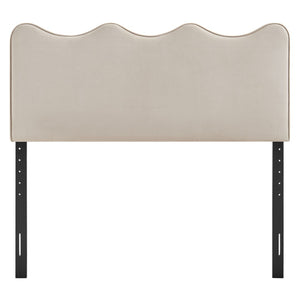 Modway Furniture Athena Scalloped Wave Velvet Queen Headboard Padded Glam Upholstered Bedroom Panel Almond MOD-7293-ALM