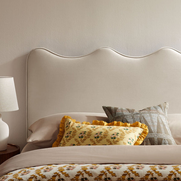 Modway Furniture Athena Scalloped Wave Velvet Queen Headboard Padded Glam Upholstered Bedroom Panel Almond MOD-7293-ALM