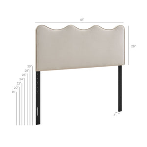 Modway Furniture Athena Scalloped Wave Velvet Queen Headboard Padded Glam Upholstered Bedroom Panel Almond MOD-7293-ALM