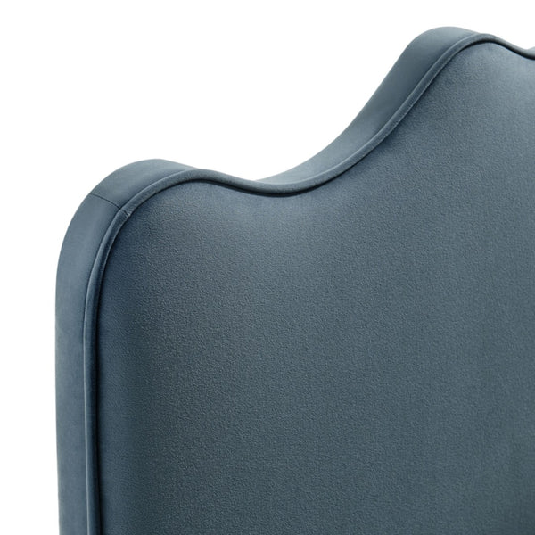 Modway Furniture Athena Scalloped Wave Velvet Queen Headboard Padded Glam Upholstered Bedroom Panel Cadet Blue MOD-7293-CAB