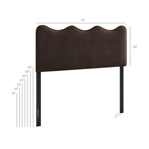 Modway Furniture Athena Scalloped Wave Velvet Queen Headboard Padded Glam Upholstered Bedroom Panel Chocolate Brown MOD-7293-CHB