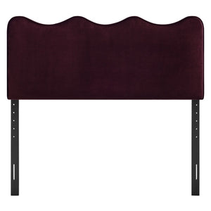 Modway Furniture Athena Scalloped Wave Velvet Queen Headboard Padded Glam Upholstered Bedroom Panel Mulberry MOD-7293-MUL