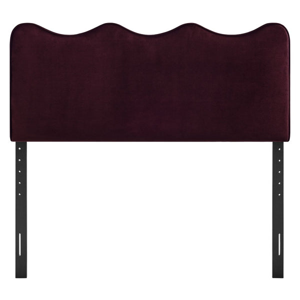 Modway Furniture Athena Scalloped Wave Velvet Queen Headboard Padded Glam Upholstered Bedroom Panel Mulberry MOD-7293-MUL