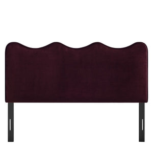 Modway Furniture Athena Scalloped Wave Velvet Queen Headboard Padded Glam Upholstered Bedroom Panel Mulberry MOD-7293-MUL