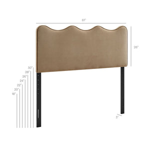 Modway Furniture Athena Scalloped Wave Velvet Queen Headboard Padded Glam Upholstered Bedroom Panel Taupe MOD-7293-TAU