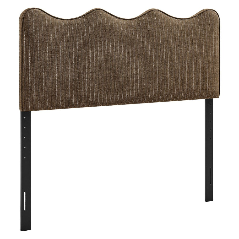 Modway Furniture Athena Scalloped Wave Linen Upholstered Queen Headboard with Foam Padded Panel Brown MOD-7294-ETS
