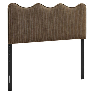 Modway Furniture Athena Scalloped Wave Linen Upholstered Queen Headboard with Foam Padded Panel Brown MOD-7294-ETS
