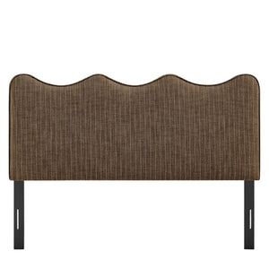 Modway Furniture Athena Scalloped Wave Linen Upholstered Queen Headboard with Foam Padded Panel Brown MOD-7294-ETS