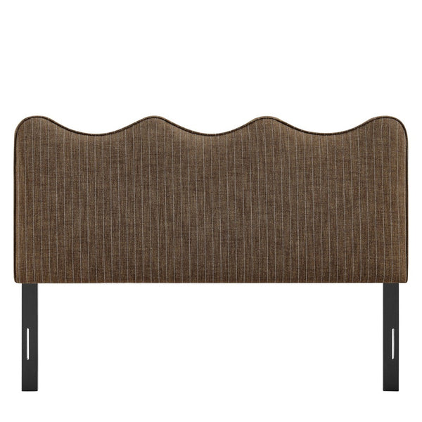 Modway Furniture Athena Scalloped Wave Linen Upholstered Queen Headboard with Foam Padded Panel Brown MOD-7294-ETS