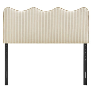 Modway Furniture Athena Scalloped Wave Linen Upholstered Queen Headboard with Foam Padded Panel Oatmeal MOD-7294-OAS