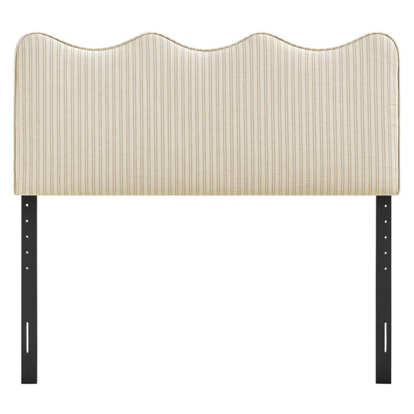 Modway Furniture Athena Scalloped Wave Linen Upholstered Queen Headboard with Foam Padded Panel Oatmeal MOD-7294-OAS