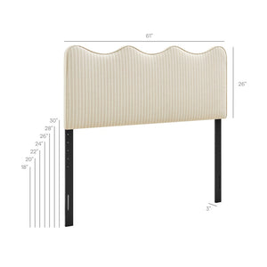 Modway Furniture Athena Scalloped Wave Linen Upholstered Queen Headboard with Foam Padded Panel Oatmeal MOD-7294-OAS