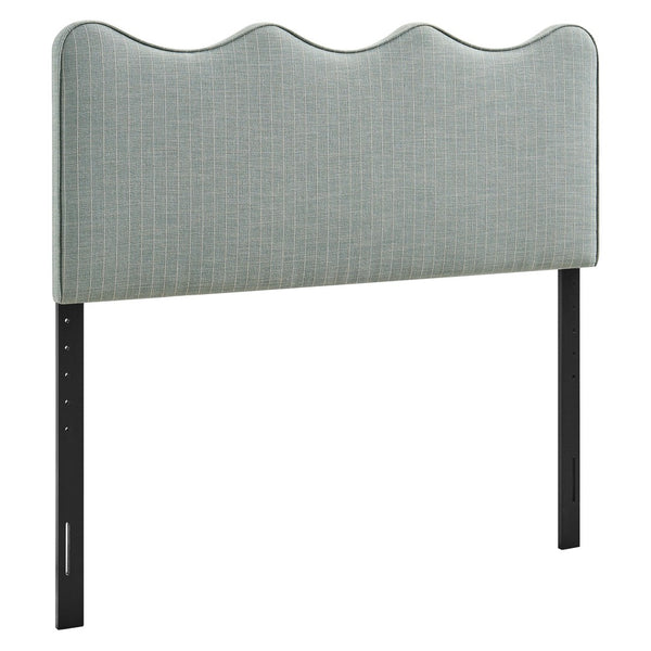 Modway Furniture Athena Scalloped Wave Linen Upholstered Queen Headboard with Foam Padded Panel Spa Blue Stripe MOD-7294-SPA