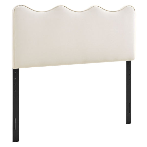 Modway Furniture Athena Scalloped Velvet King Headboard with Foam Padding for a Vintage Bedroom Alabaster MOD-7295-ALA